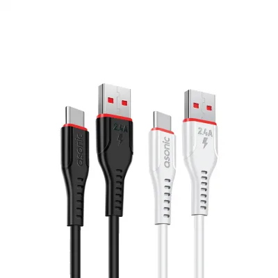 Asonic AS-X406 2A Type-C 4*Siyah + 2*Beyaz Beyaz Data + Şarj Kablosu