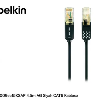 Belkin BLK-F2CP009eb15KSAP 4.5m AG Siyah CAT6 Kablosu