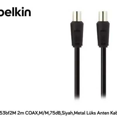 Belkin BLK-F3Y053bf2M 2m COAX,M/M,75dB,Siyah,Metal Lüks Anten Kablosu