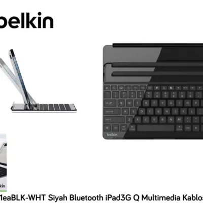 Belkin BLK-F5L141eaBLK-WHT Siyah Bluetooth iPad3G Q Multimedia Kablosuz klavye