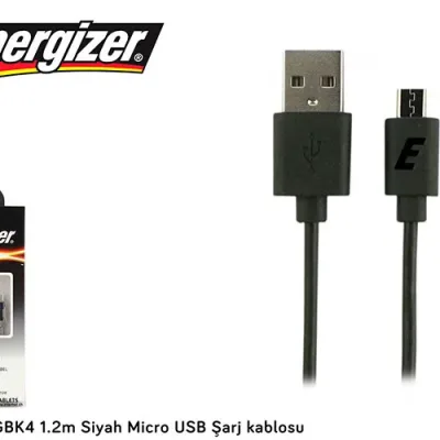 Energizer C12UBMCGBK4 1.2m Siyah Micro USB Şarj kablosu