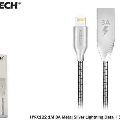 Hytech HY-X122 1M 3A Metal Silver Lightning Data + Sarj Kablosu