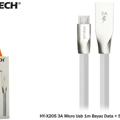 Hytech HY-X205 3A Micro Usb 1m Beyaz Data + Sarj Kablosu