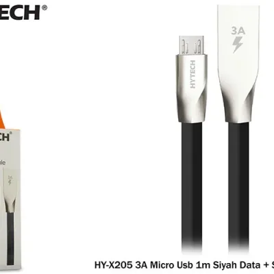 Hytech HY-X205 3A Micro Usb 1m Siyah Data + Sarj Kablosu