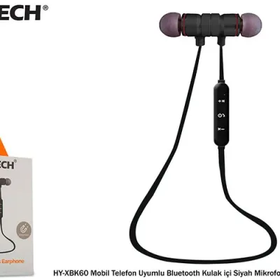 Hytech HY-XBK60 Siyah Mobil Telefon Uyumlu Bluetooth Kulak içi Mikrofonlu Kulaklık