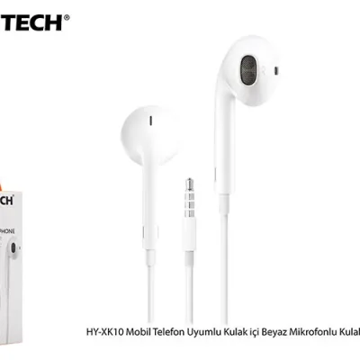 Hytech HY-XK10 Mobil Telefon Uyumlu Kulak içi Beyaz Mikrofonlu Kulaklık