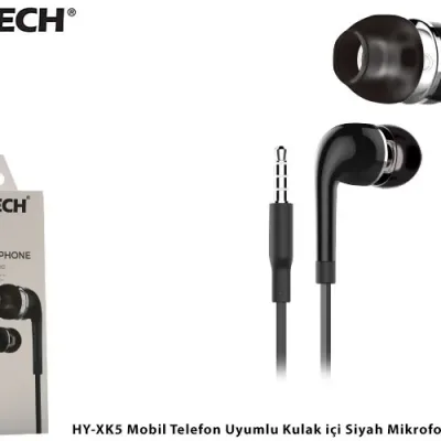 Hytech HY-XK5 Mobil Telefon Uyumlu Kulak içi Siyah Mikrofonlu Kulaklık