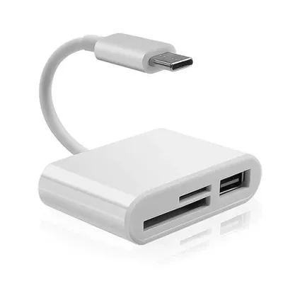 Hytech HY-XO50 Beyaz TypeC to USB2.0 + SD + TF Adaptör Çevirici Adaptör