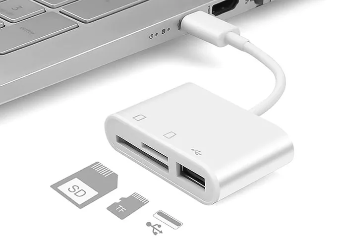 Hytech HY-XO50 Beyaz TypeC to USB2.0 + SD + TF Adaptör Çevirici Adaptör - Görsel 3
