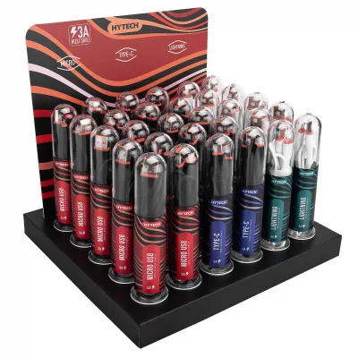 Hytech HY-XSTP30 3A Fast Şarj 10xMicro 10xLightning 10xTypeC 30’lu Beyaz Stantlı Kablo Seti