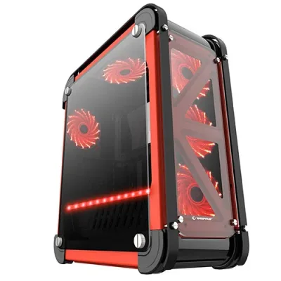 Rampage CASTLE 4x12cm RGB Fan Card Reader+Led Şerit Tempered Glass Çelik Gaming Oyuncu Kasası