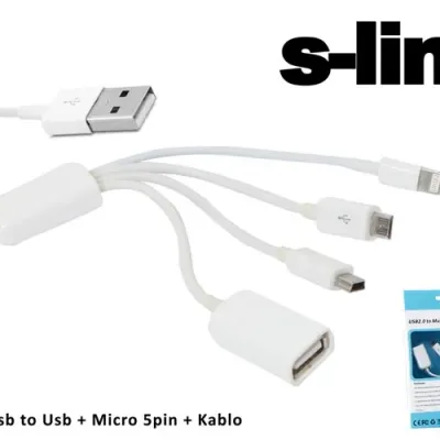 S-link IP-533 Usb to Usb + Micro 5pin + iPad4/Mini Çevirici Kablo