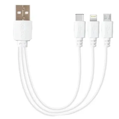 S-link IP-KC07B 3İN1 25cm 3A Type-C+ Lightning + MİCRO Beyaz Şarj Kablosu