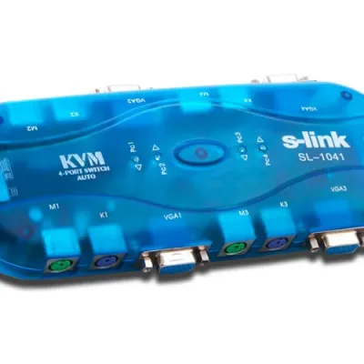S-link SL-1041 4 Port VGA+PS2 1.8m M/M Kablolu Otomatik Kvm Switch