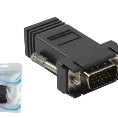 S-link SL-15RJ45 VGA 15M TO RJ45 Çevirici Adaptör Vidalı