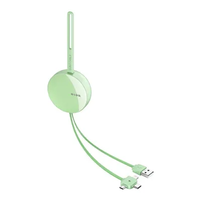 S-link SL-C2020 2.1A MicroUSB+Lightning+TypeC 3 in 1 Yeşil Aynalı Saklama Kablı Şarj Kablosu
