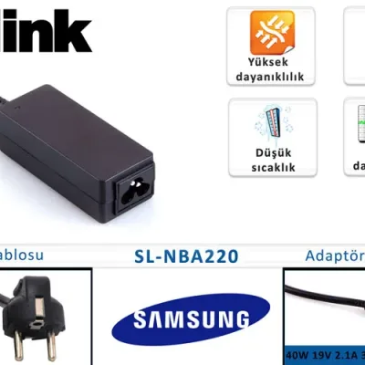 S-link SL-NBA220 40W 19V 2.1A 3.0mm/1.0mm Samsung Ultrabook Standart Adaptör