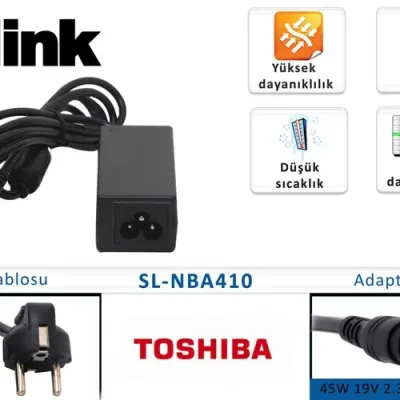 S-link SL-NBA410 45W 19V 2.37A 6.3*3.0 Toshiba Notebook Standart Adaptör