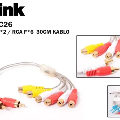 S-link SL-RC26 60cm RCA/Mx2 TO RCA/Fx6 Kablo