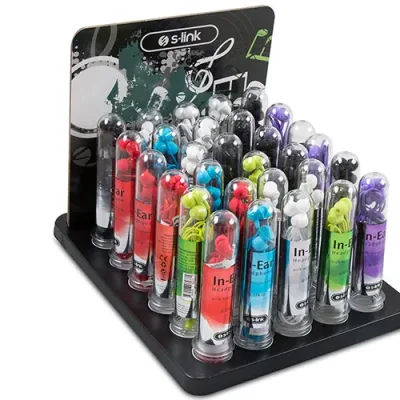 S-link SL-STK10 30’lu stand set 8*Beyaz + 8*Siyah + 5*Krımızı 3*Mor + 3*Mavi + 3*Yeşil Kulak İçi Mikrofonlu Kulaklık