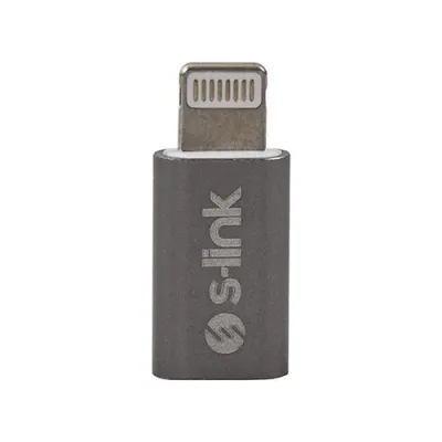 S-link SL-TA20M Gümüş Metal Gövde MicroUSB 5pin F to Lightning M Çevirici
