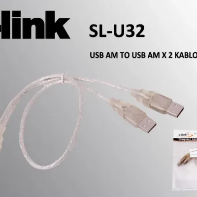 S-link SL-U32 Usb2.0 AM TO AM x2 Data Hdd Kablosu