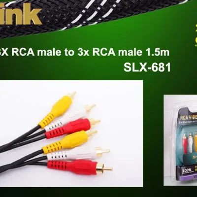 S-link SLX-681 1.5m 3’LÜ RCA Video Kablo