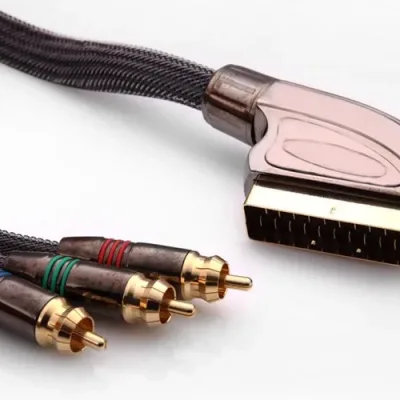 S-link SLX-M997 SCART TO 3RCA 2m Gold+Metal Kablo