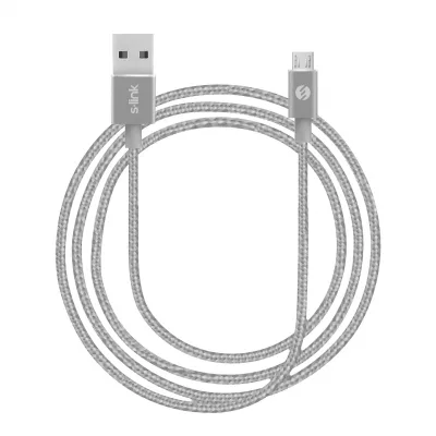 S-link SW-A5 Micro Usb 1m Silver Data + Şarj Kablosu