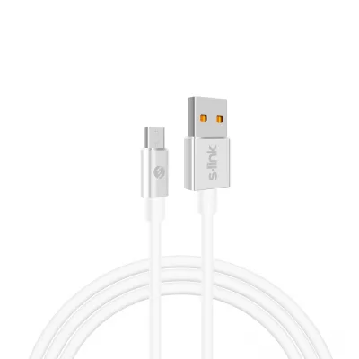 S-link SW-C508 2m 2.4A Usb to Micro Usb Beyaz Data + Sarj Kablosu