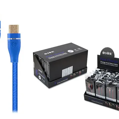 S-link SW-C540 1M 3A Micro Usb Lacivert Şarj Kablosu