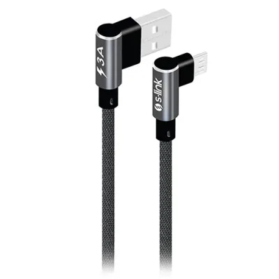 S-link SW-C557 3A – 15cm Micro Gri Kılıflı Metal -L- Kablo