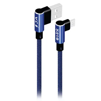 S-link SW-C557 3A – 15cm Micro Lacivert Kılıflı Metal -L- Kablo