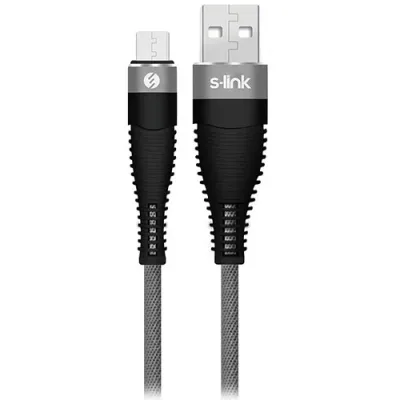 S-link SW-C585 1.2M 3A Micro Usb Gri Şarj Kablosu