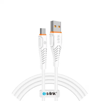 S-link SW-C595 1.2M 3A Micro Usb Beyaz Şarj Kablosu