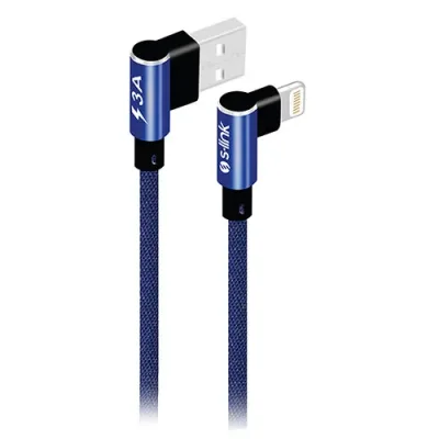 S-link SW-C657 3A – 15cm İPhone Lightning Lacivert Kılıflı Metal -L- Kablo