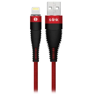 S-link SW-C685 1.2M 3A Lightning Kırmızı Şarj Kablosu