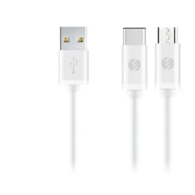 S-link SW-C780 2A 2in1 MicroUSB+ Type-C Beyaz Data + Şarj Kablosu