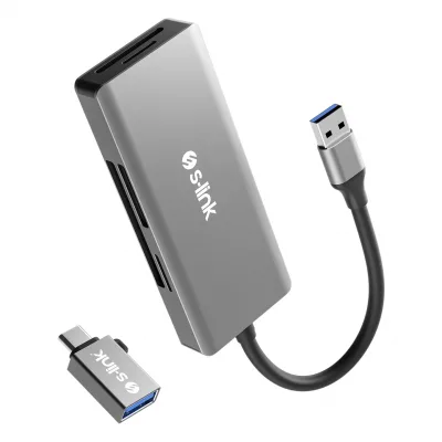 S-link SW-KC17 TypeC ve USB3.0 CF, SD, M2, Micro SD, MS 5 in 1 Metal Kart Okuyucu