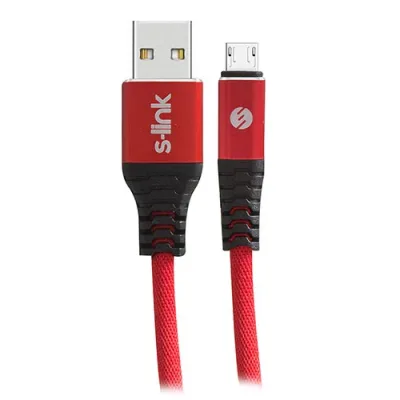 S-link SW-KC61MR 1m 2.4A Micro Usb Kılıflı Kırmızı Data + Şarj Kablosu