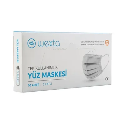 Wexta STL3PLY Koruyucu Yüz Maskesi 10’lu